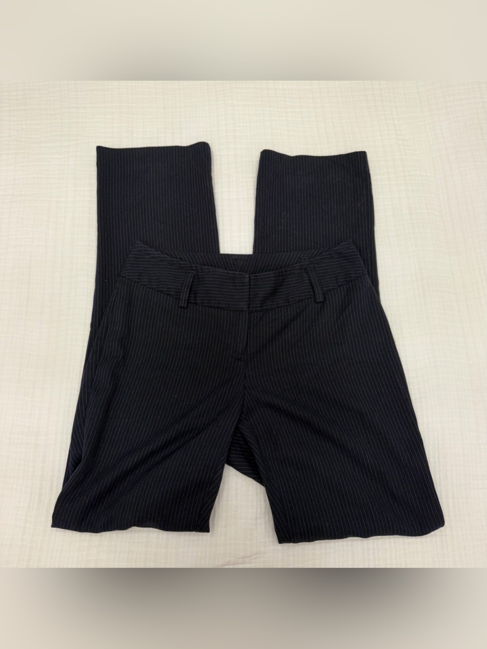 worthington dark navy blue low rise pinstripe trousers